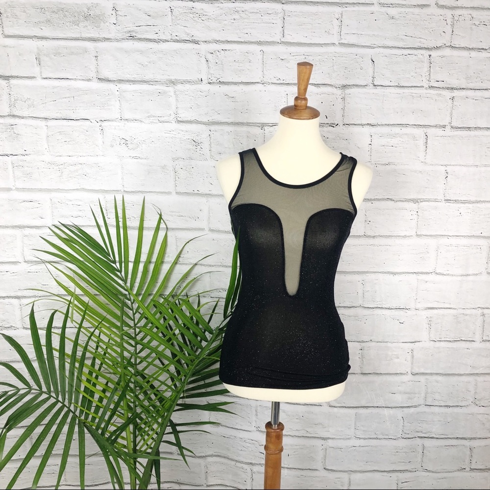 Lipsy London Black Mesh Sleeveless Top